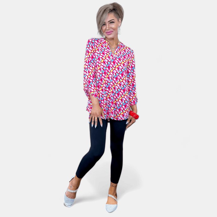 Hot Coral Abstract Lizzy Top