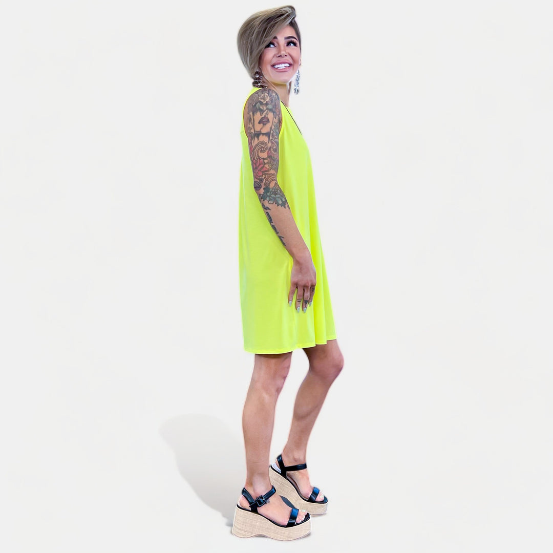 Neon Yellow Lizzy Tank Dress