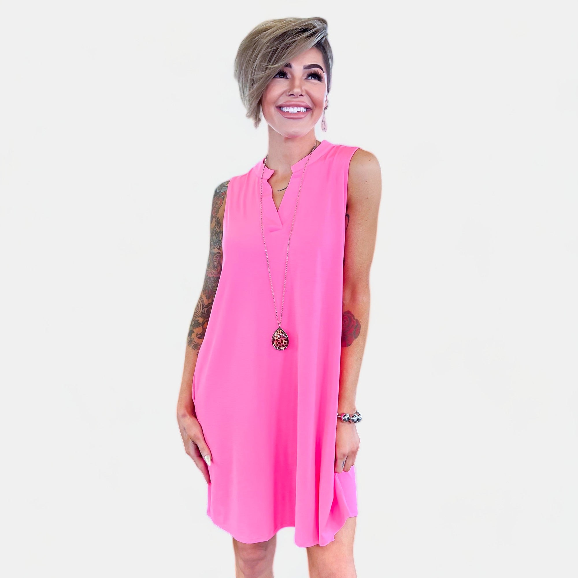 Neon Pink Lizzy Tank Dress