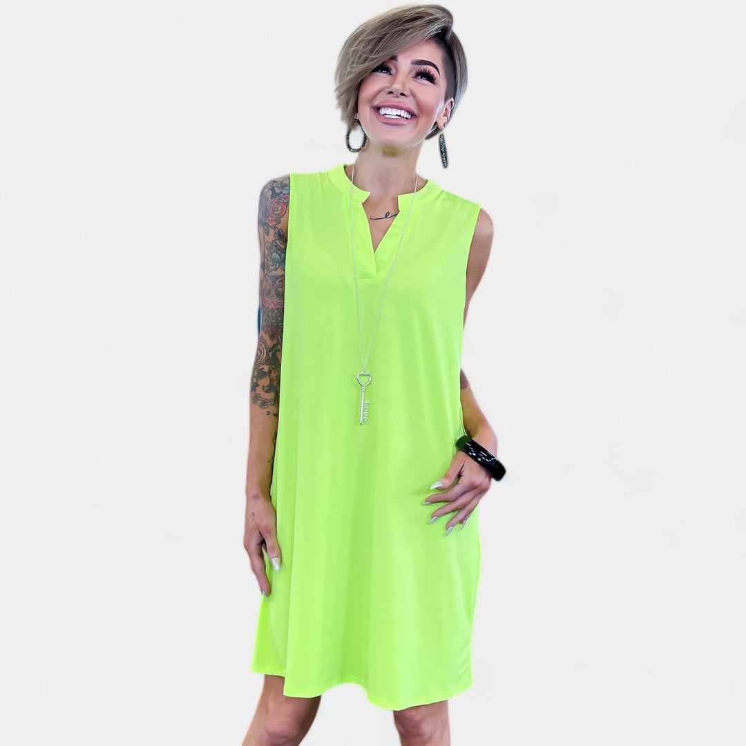 Neon Green Lizzy Tank Dress