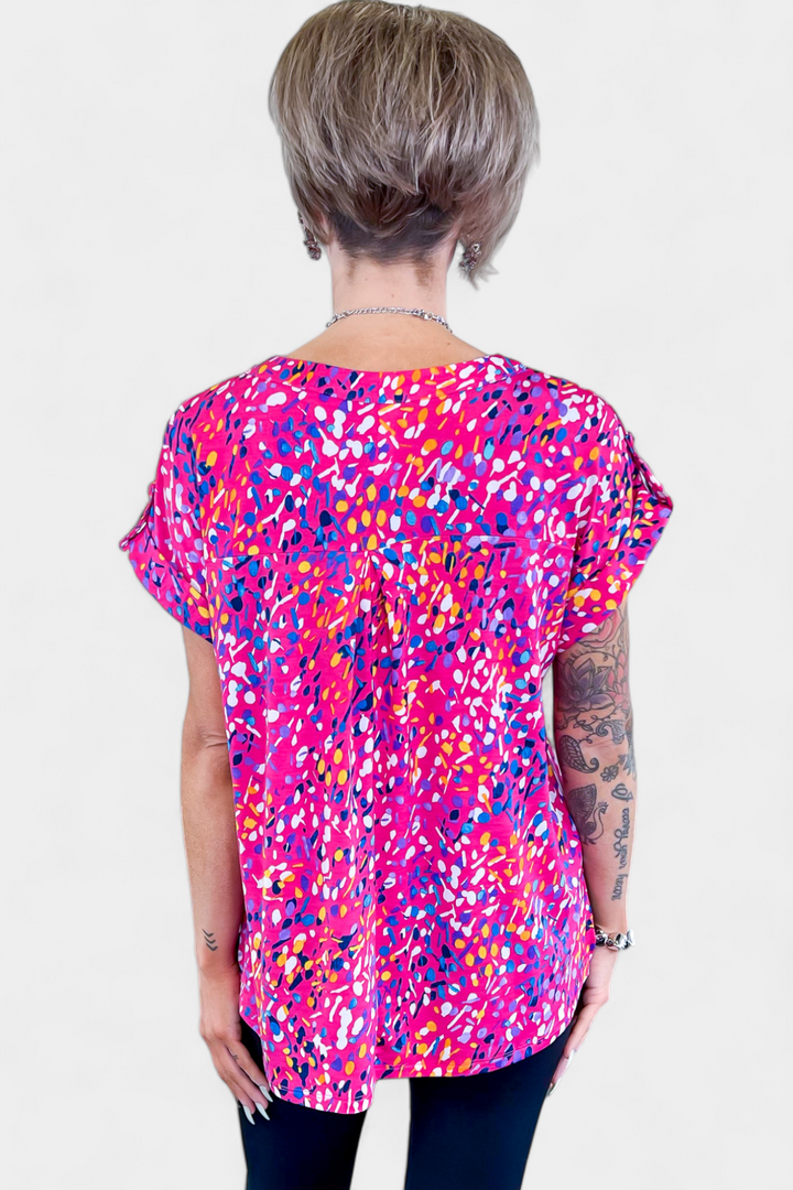 Coral Multi Lizzy Short Sleeve Top