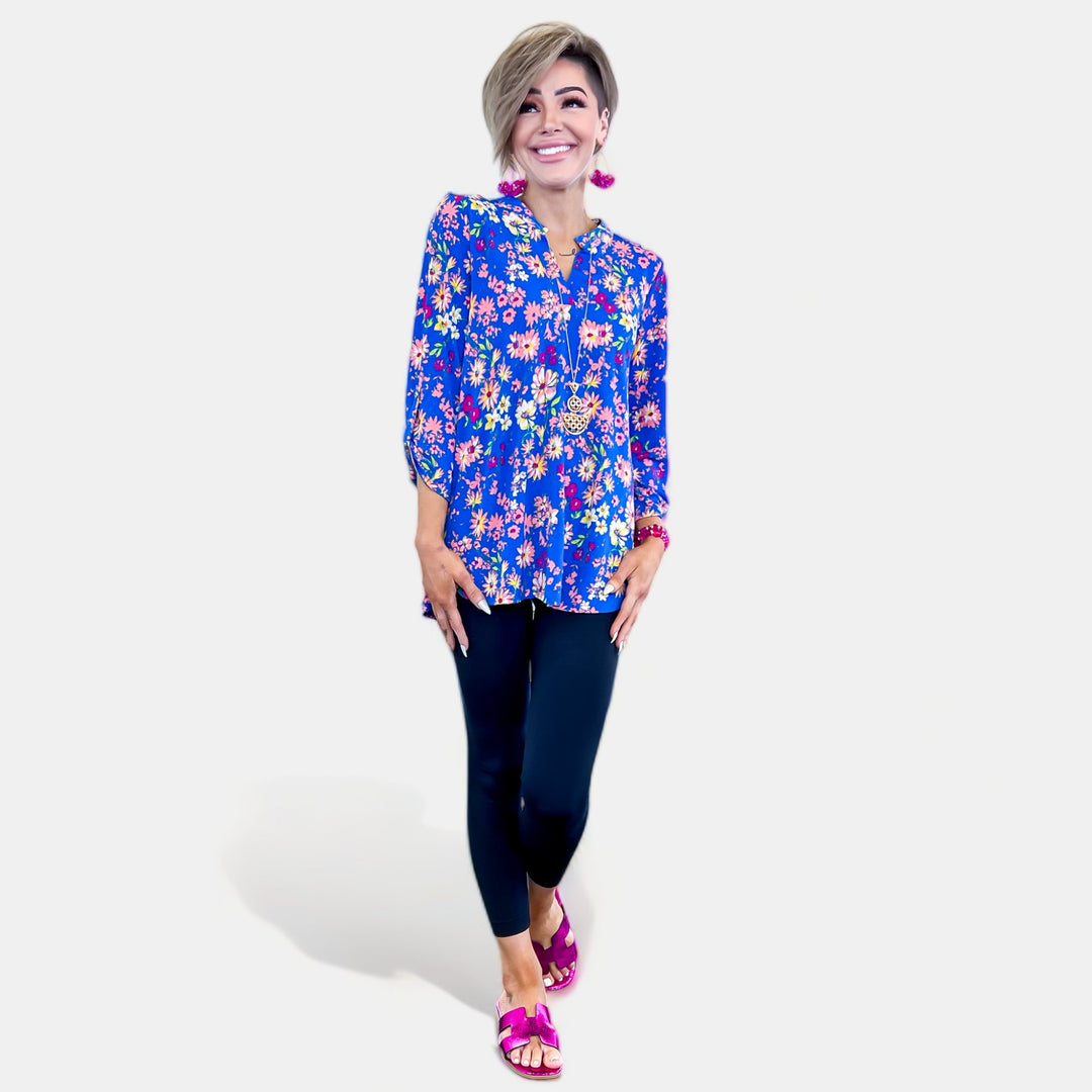 Royal Blue Floral Lizzy Top