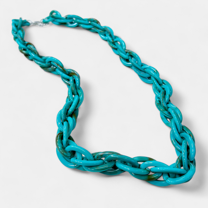 Turquoise Chain Link Long Necklace