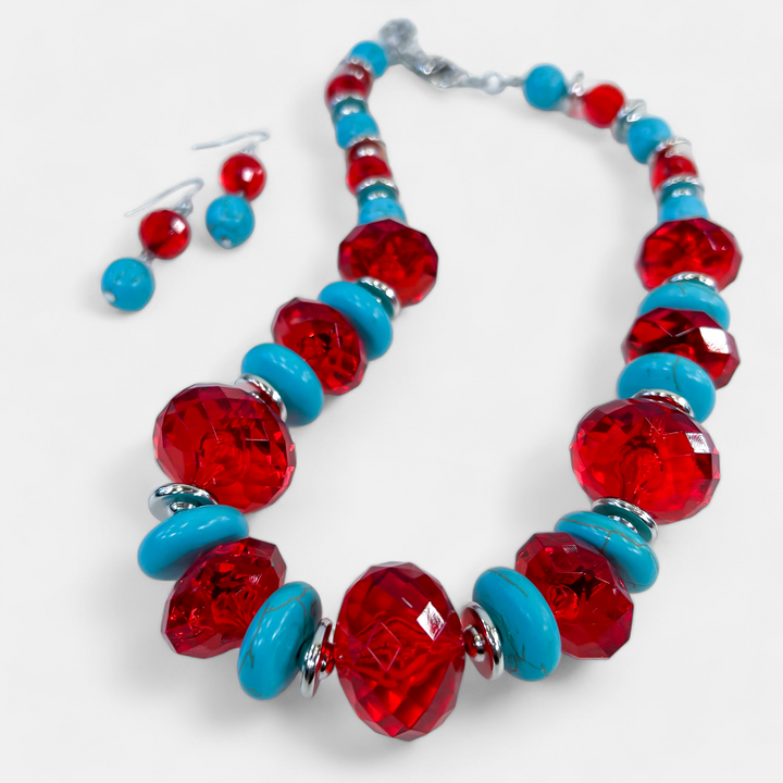 Red Mix Beads Necklace Set