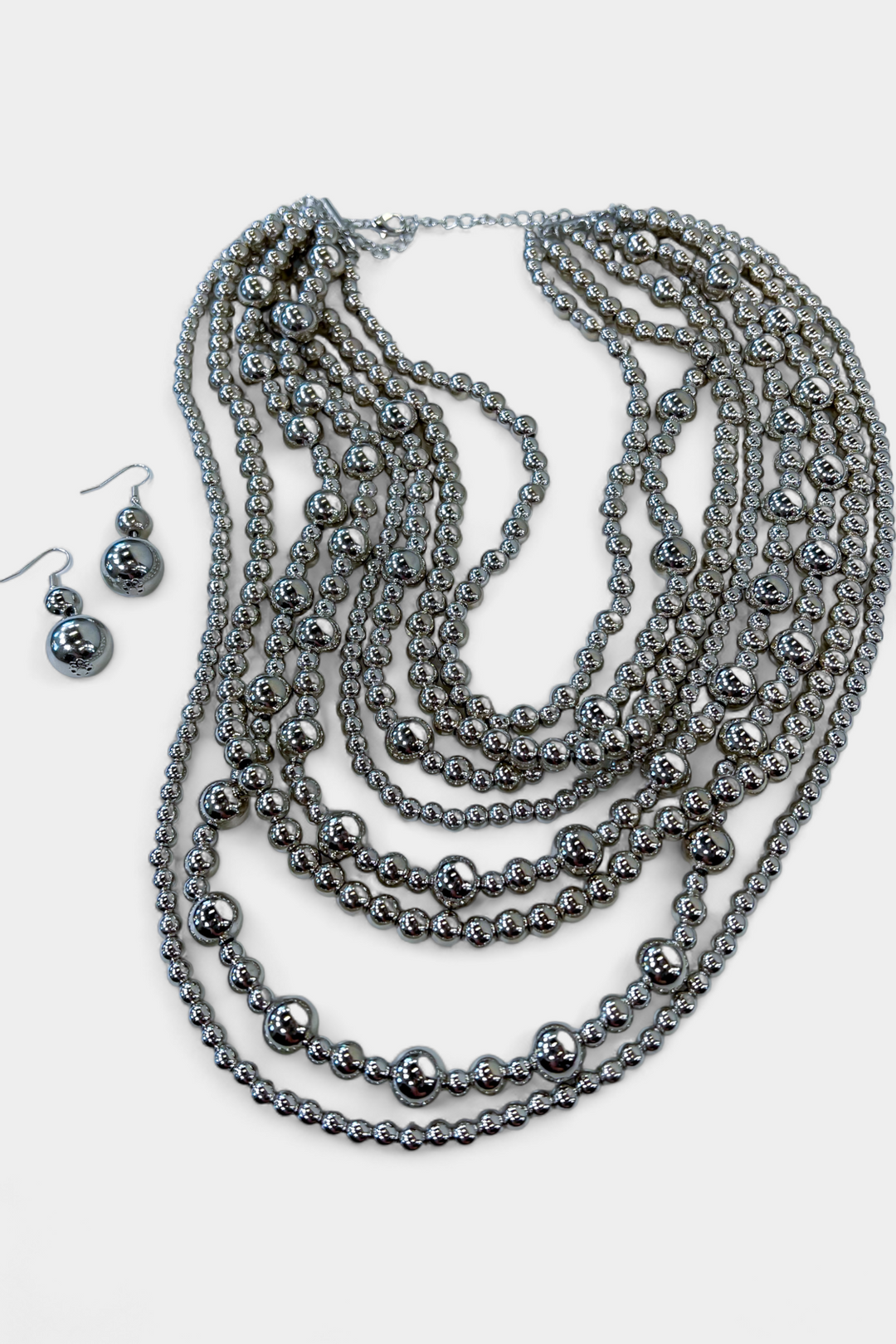 Silver Million Pearls Necklace Set