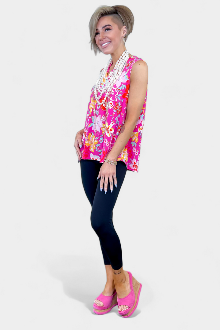 Pink Floral Lizzy Tank Top