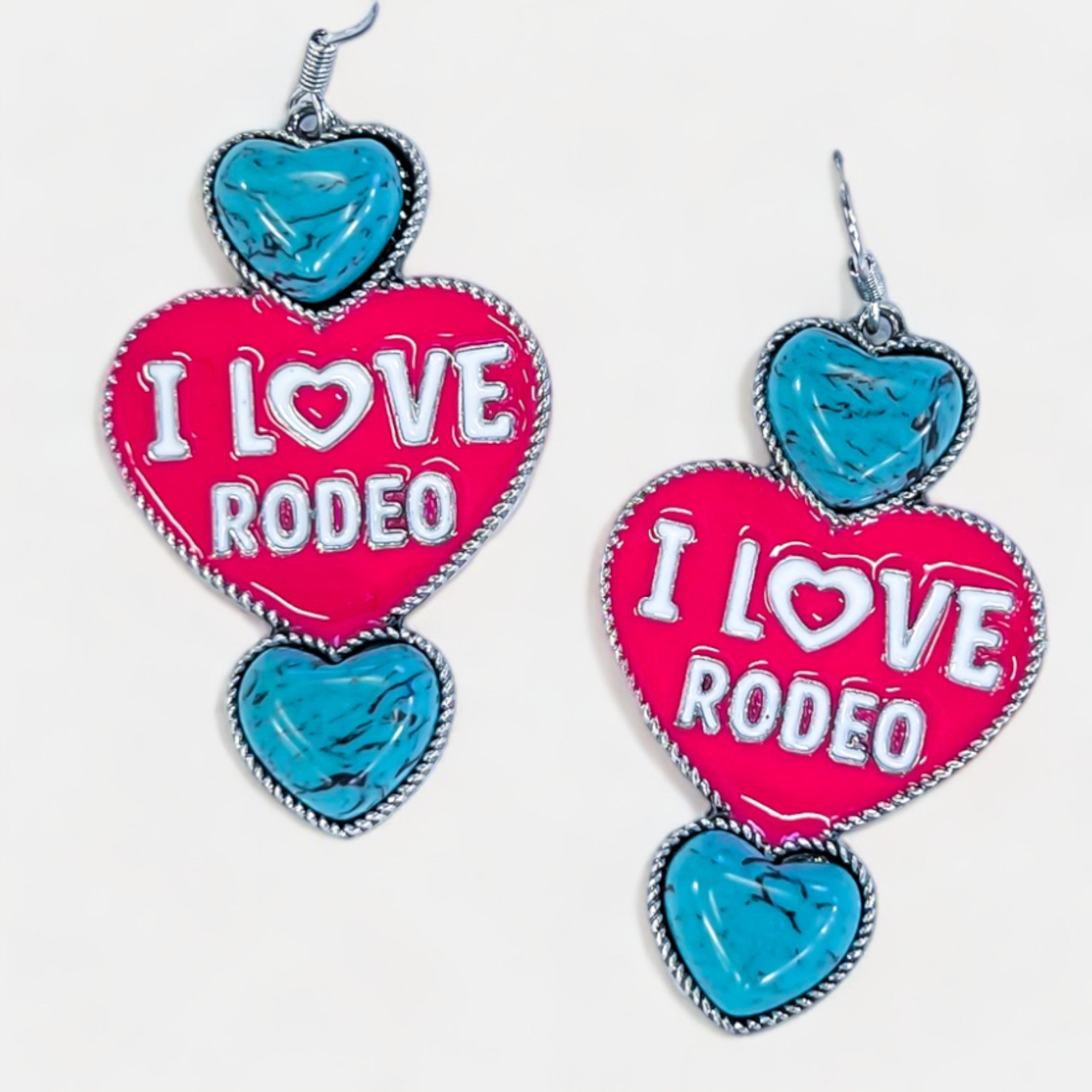 Pink I Love Rodeo Earrings