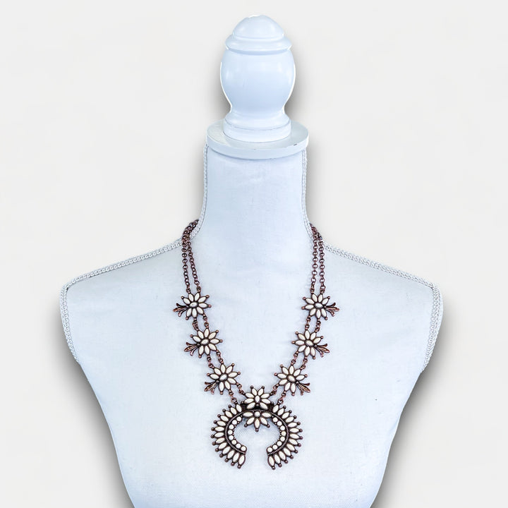 White Western Squash Blossom Necklace Set
