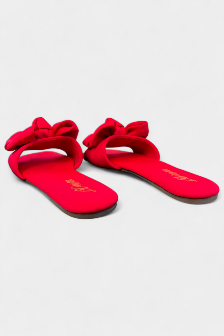 Red Bow Flat Sandals