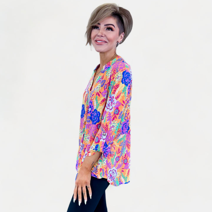 Apricot Floral Lizzy Top
