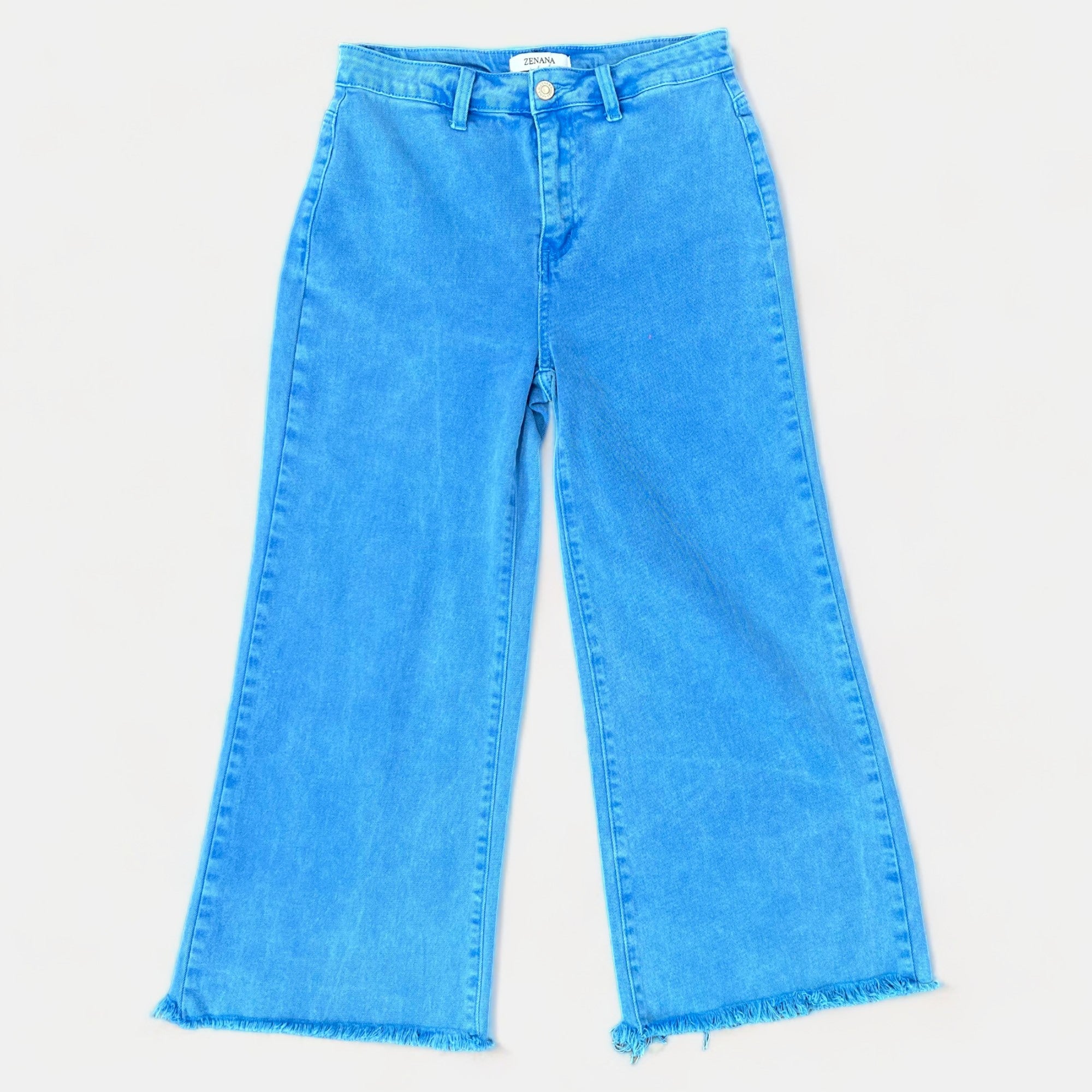Blue Acid Wash Frayed Jeans