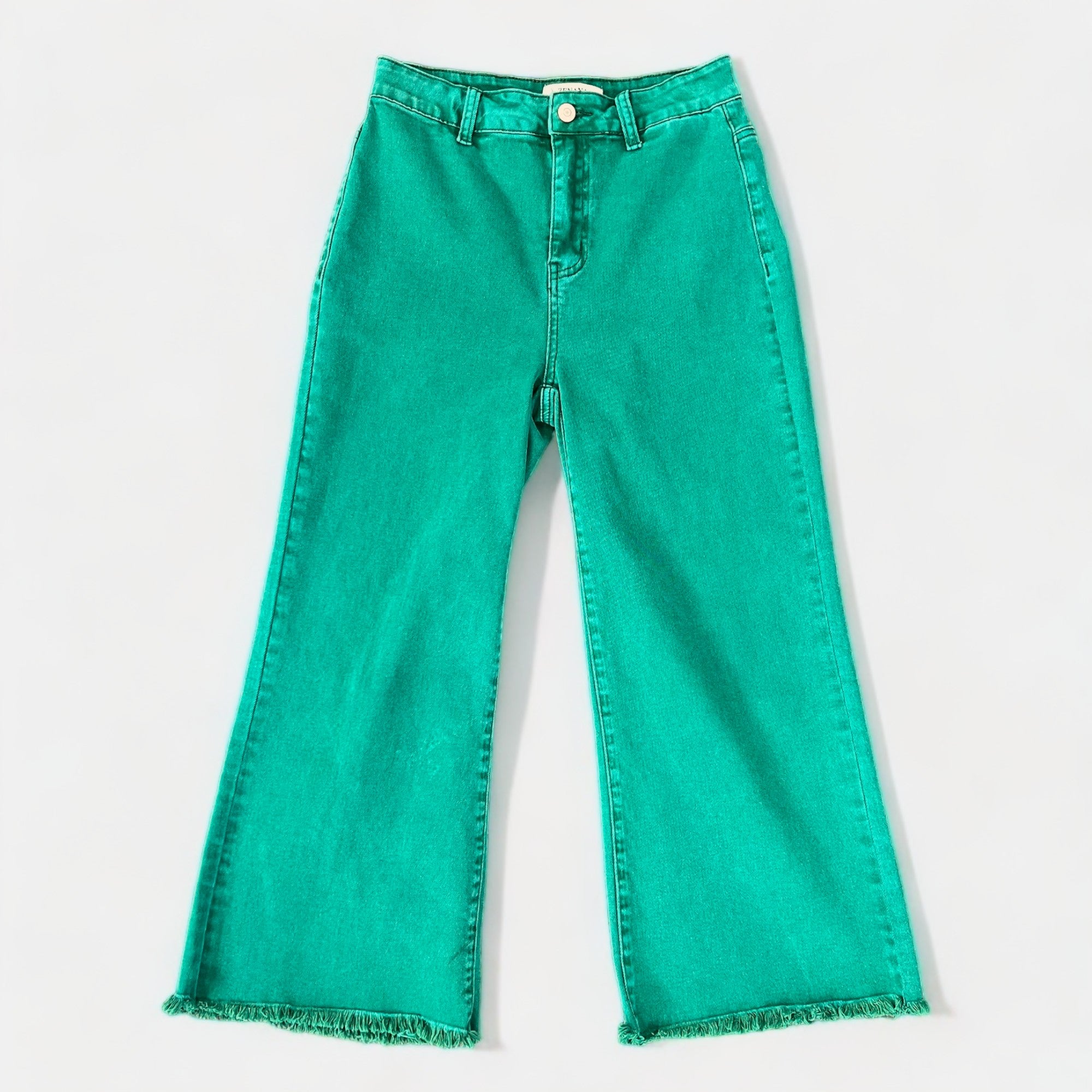 Green Acid Wash Frayed Jeans