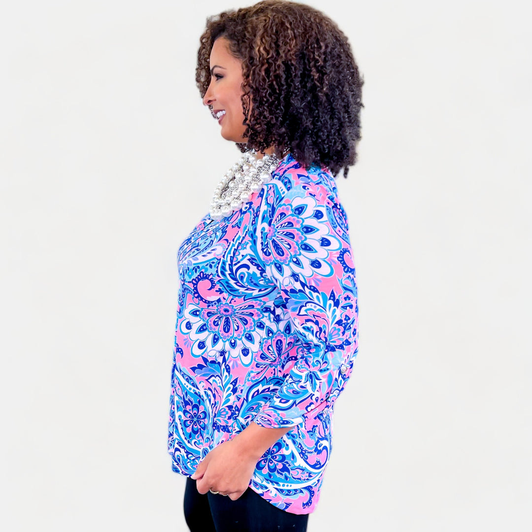 Pink Multi Paisley Lizzy Top