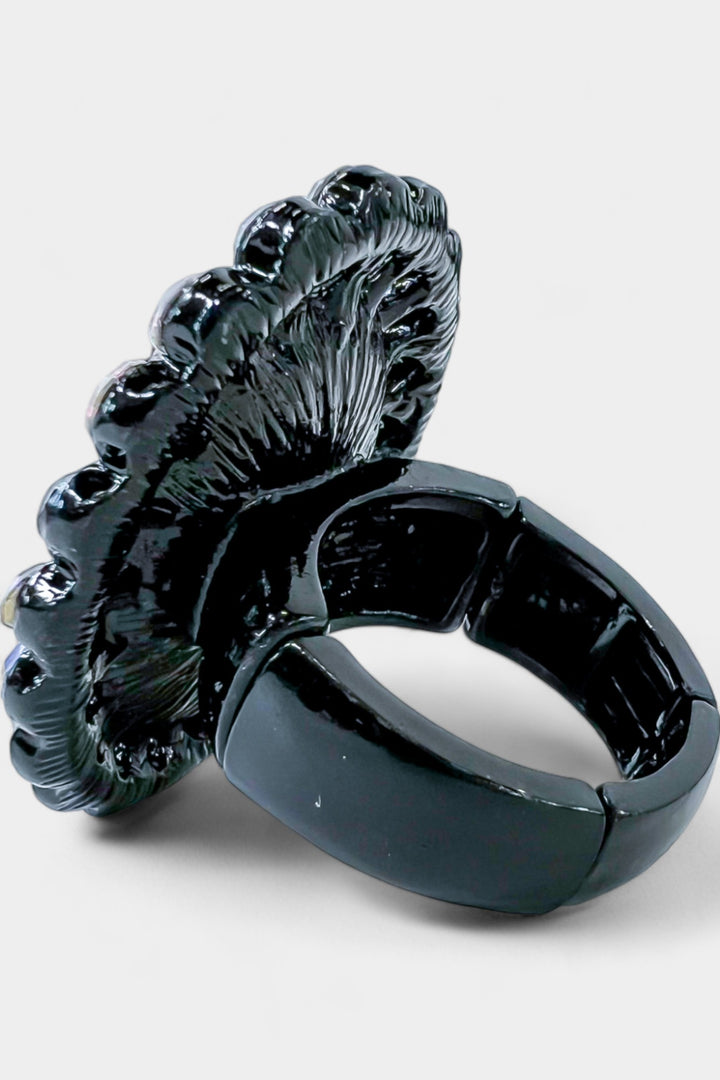 Black Oval Stone Stretch Ring