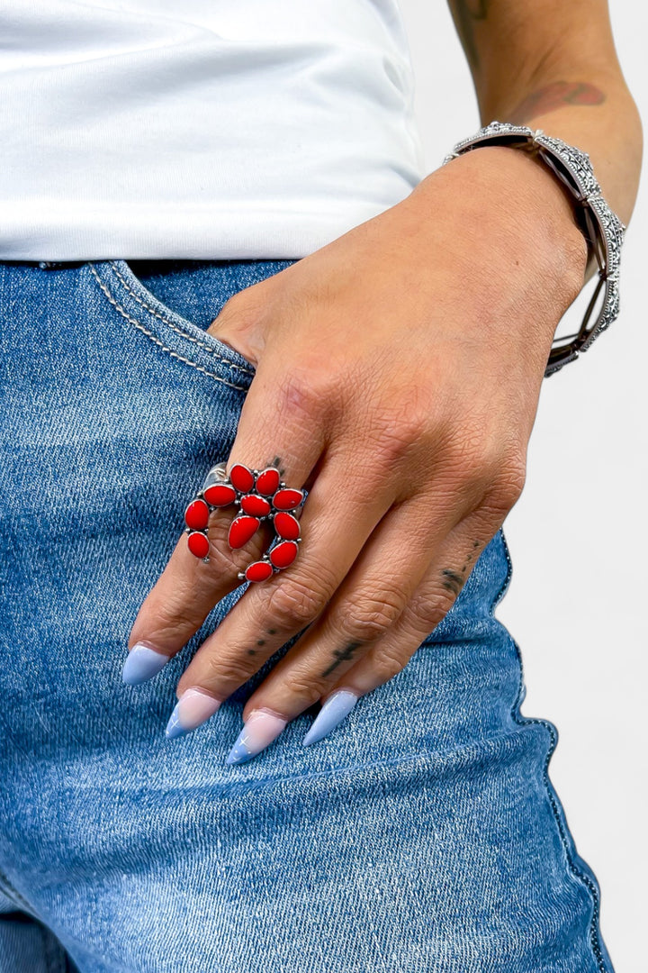 Red Tribal Stretch Ring