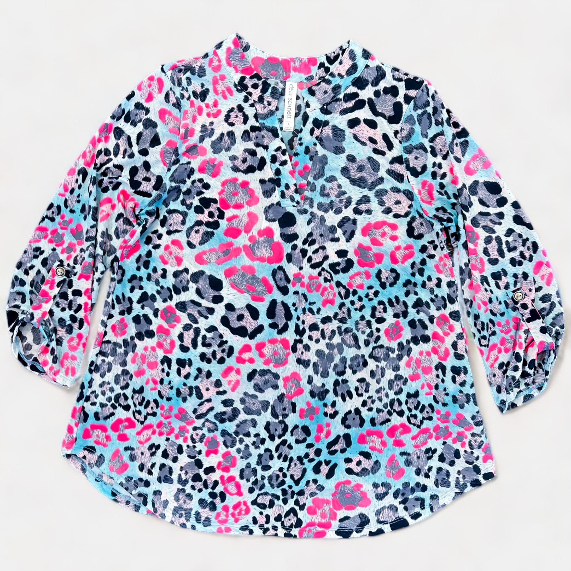 Blue & Pink Leopard Lizzy Top