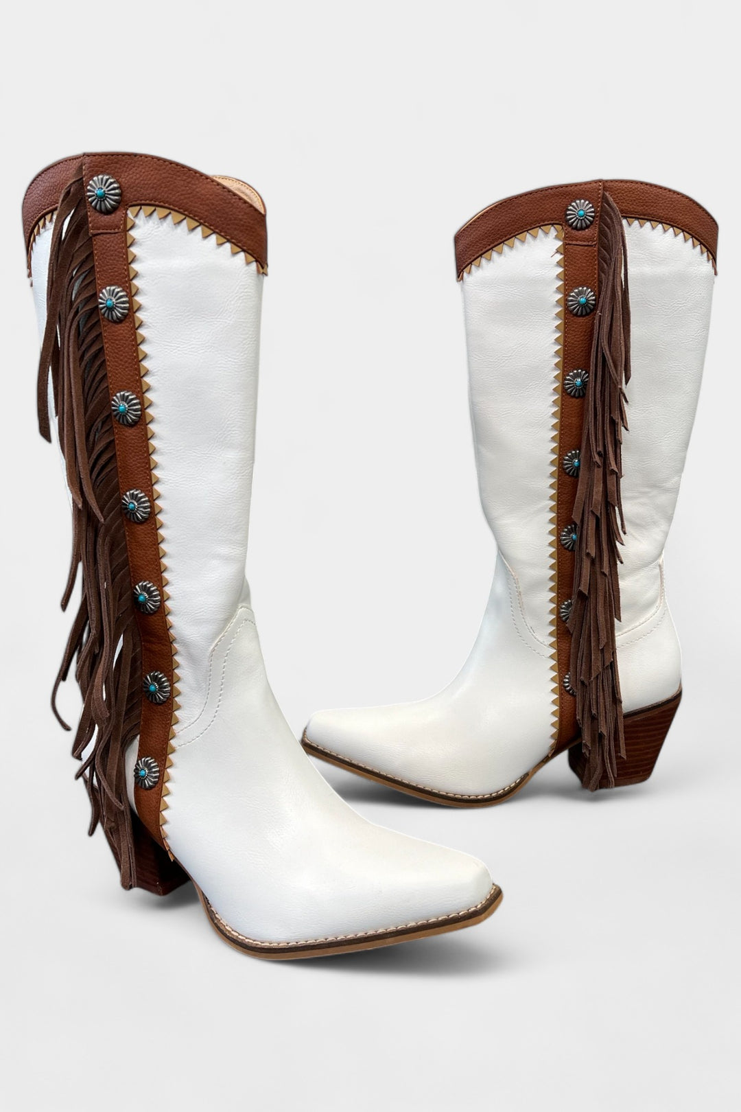 White Western Fringe Cowboy Boots