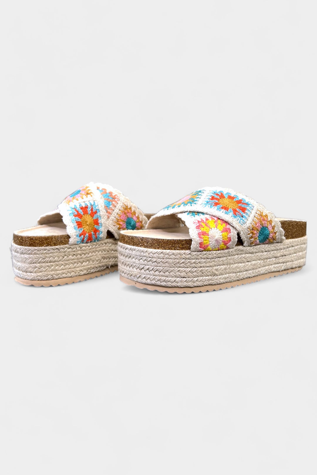 Cream Floral Crochet Platform Sandals