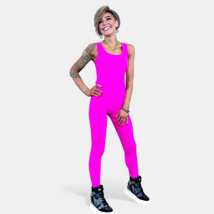 Pink Seamless Ribbed Jumpsuit