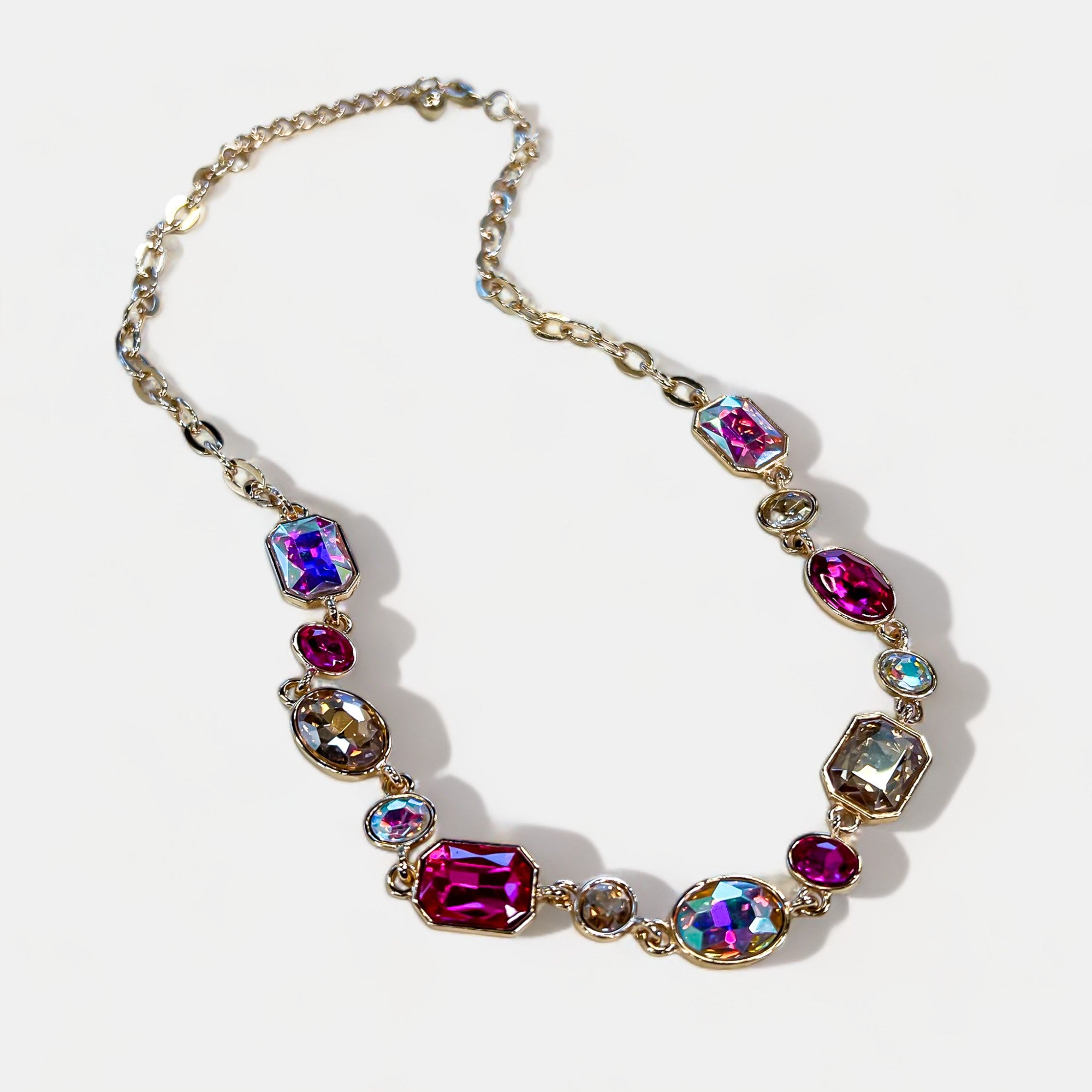 Pink Bejeweled Single Strand Necklace