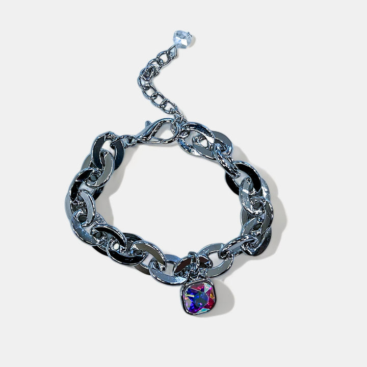Silver AB Charm Chain Bracelet