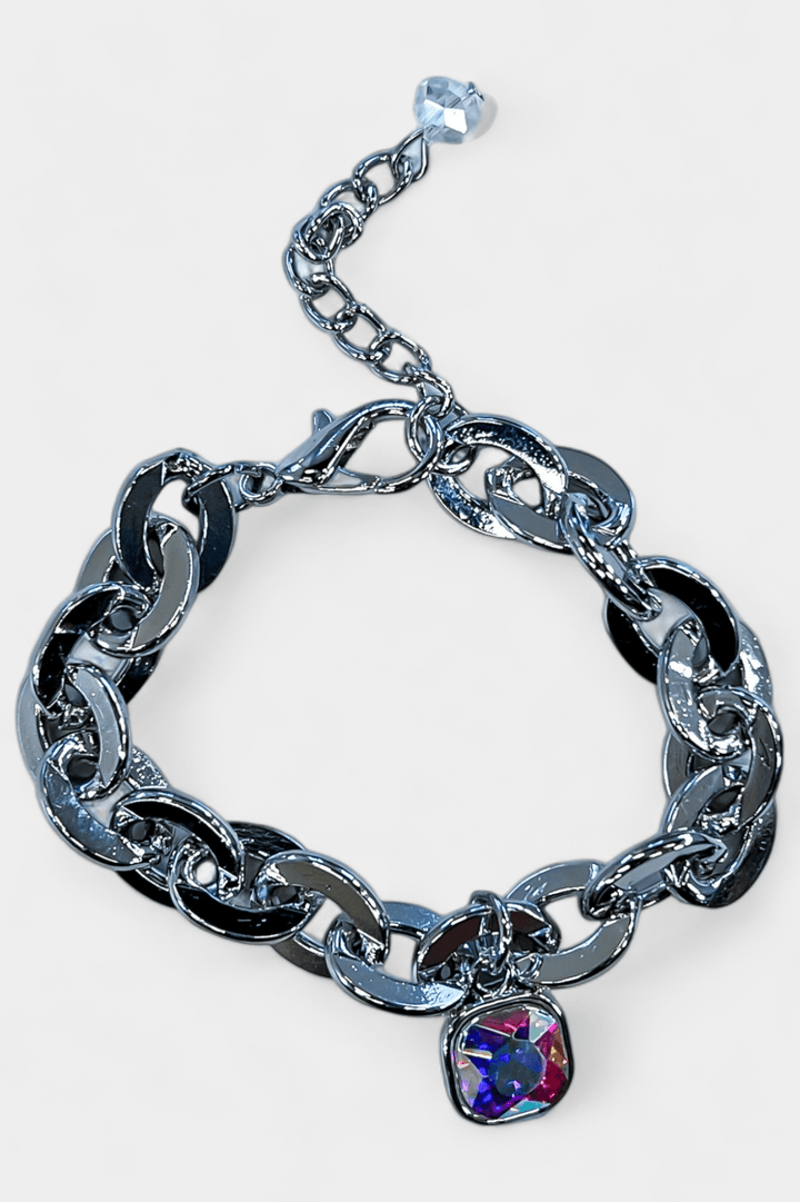 Silver AB Charm Chain Bracelet