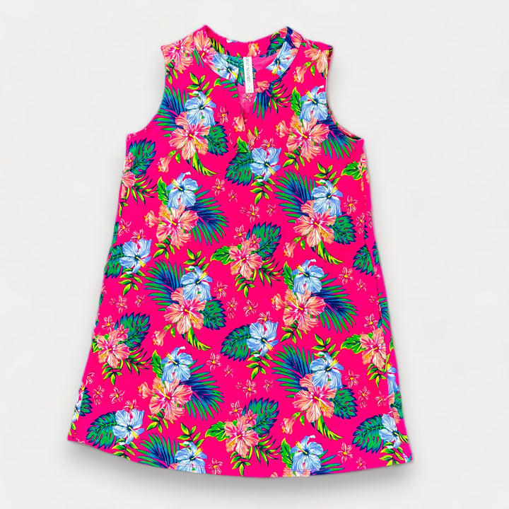 Hot Pink Floral Lizzy Tank Dress
