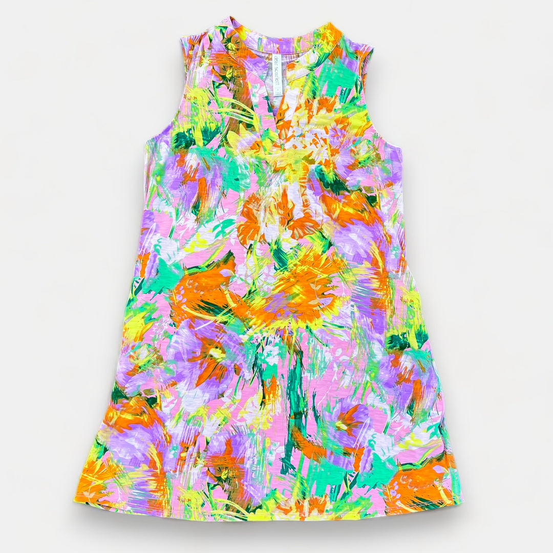Pink Multi Abstract Lizzy Tank Dress