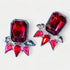 Red Rectangle Cluster Earrings