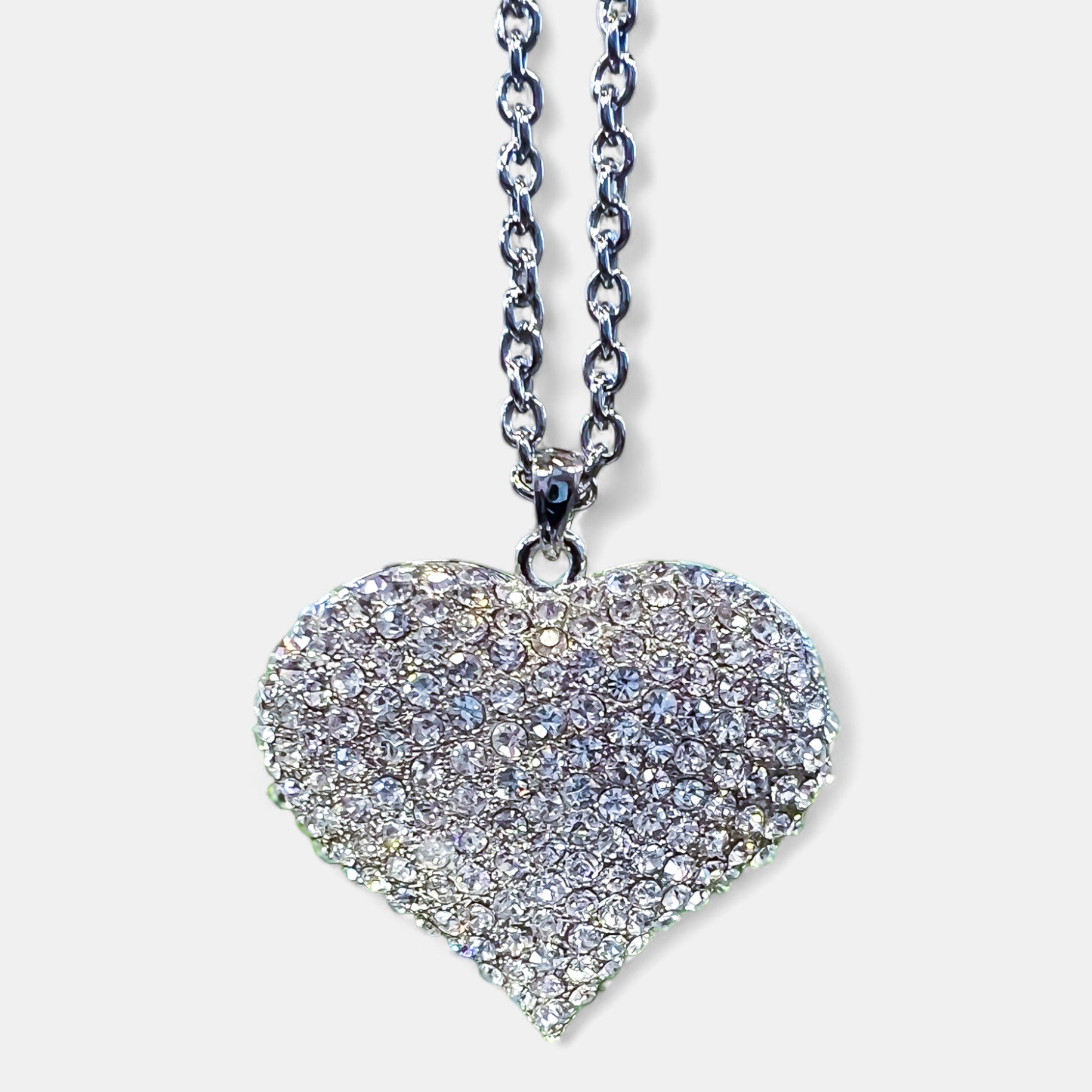 Silver Heart Long Necklace