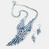 Silver Feather Metal V Necklace Set