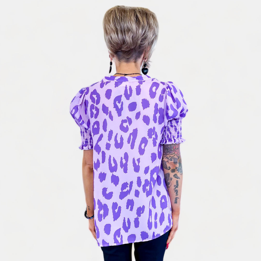 Purple Leopard V-Neck Top