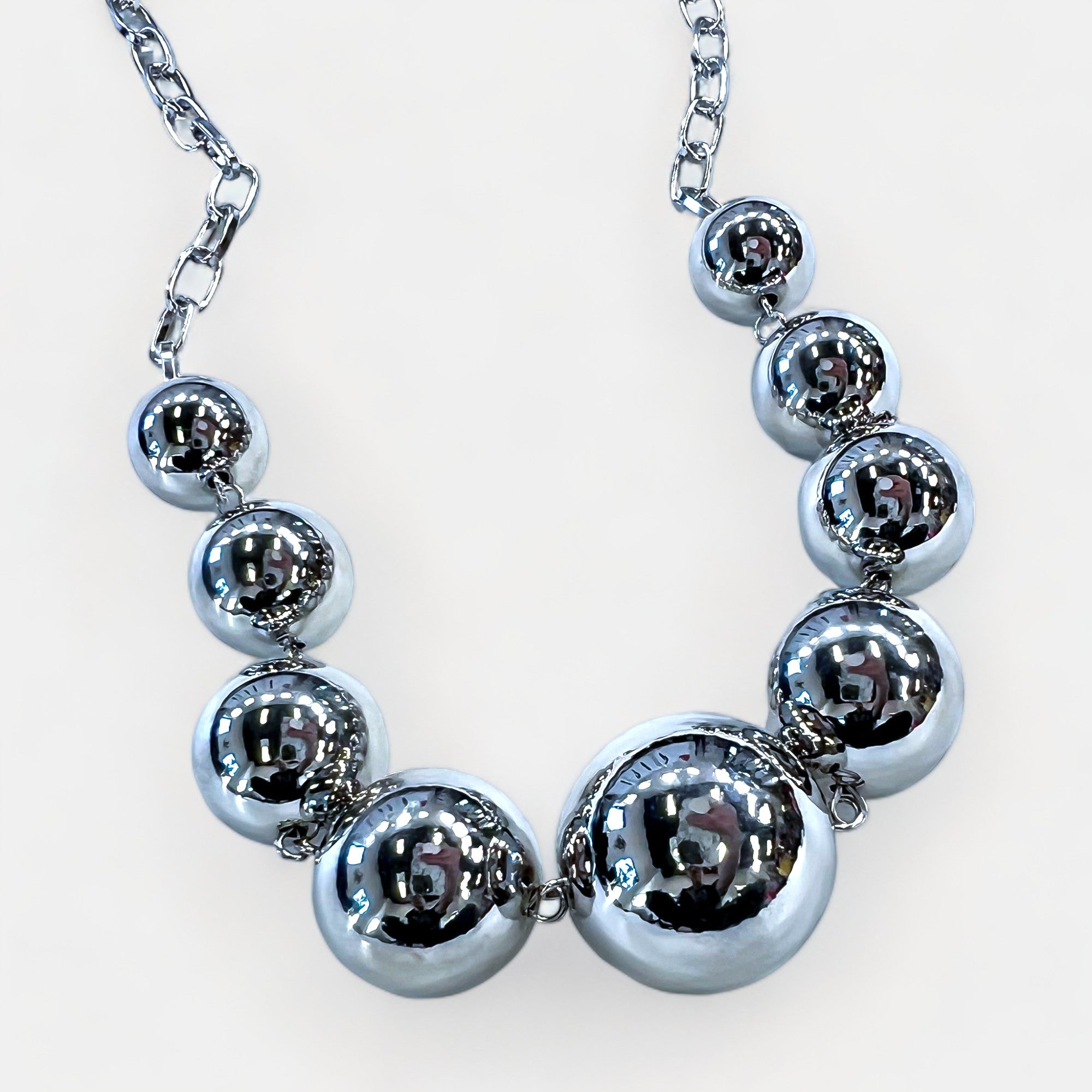 Silver Metal Ball Necklace