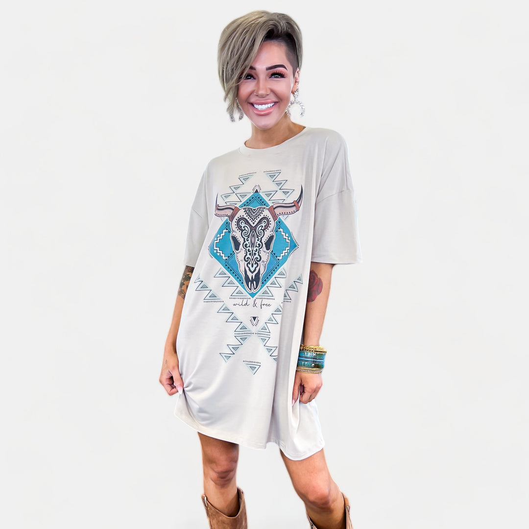 Aztec Graphic T-Shirt Dress