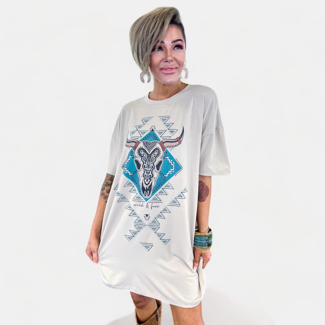 Aztec Graphic T-Shirt Dress