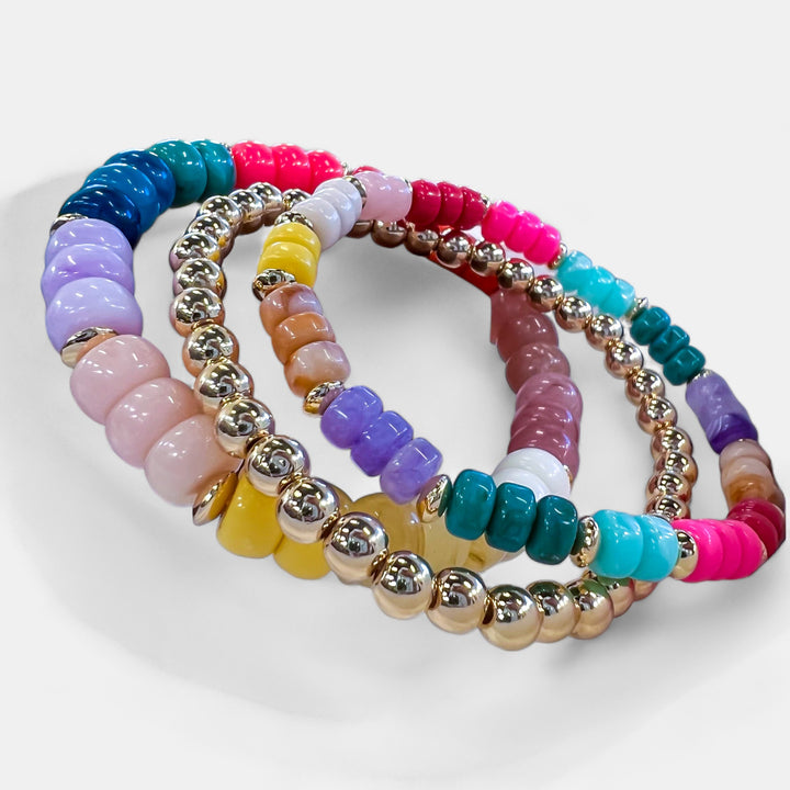 Multi Color Bead Stretch Bracelets