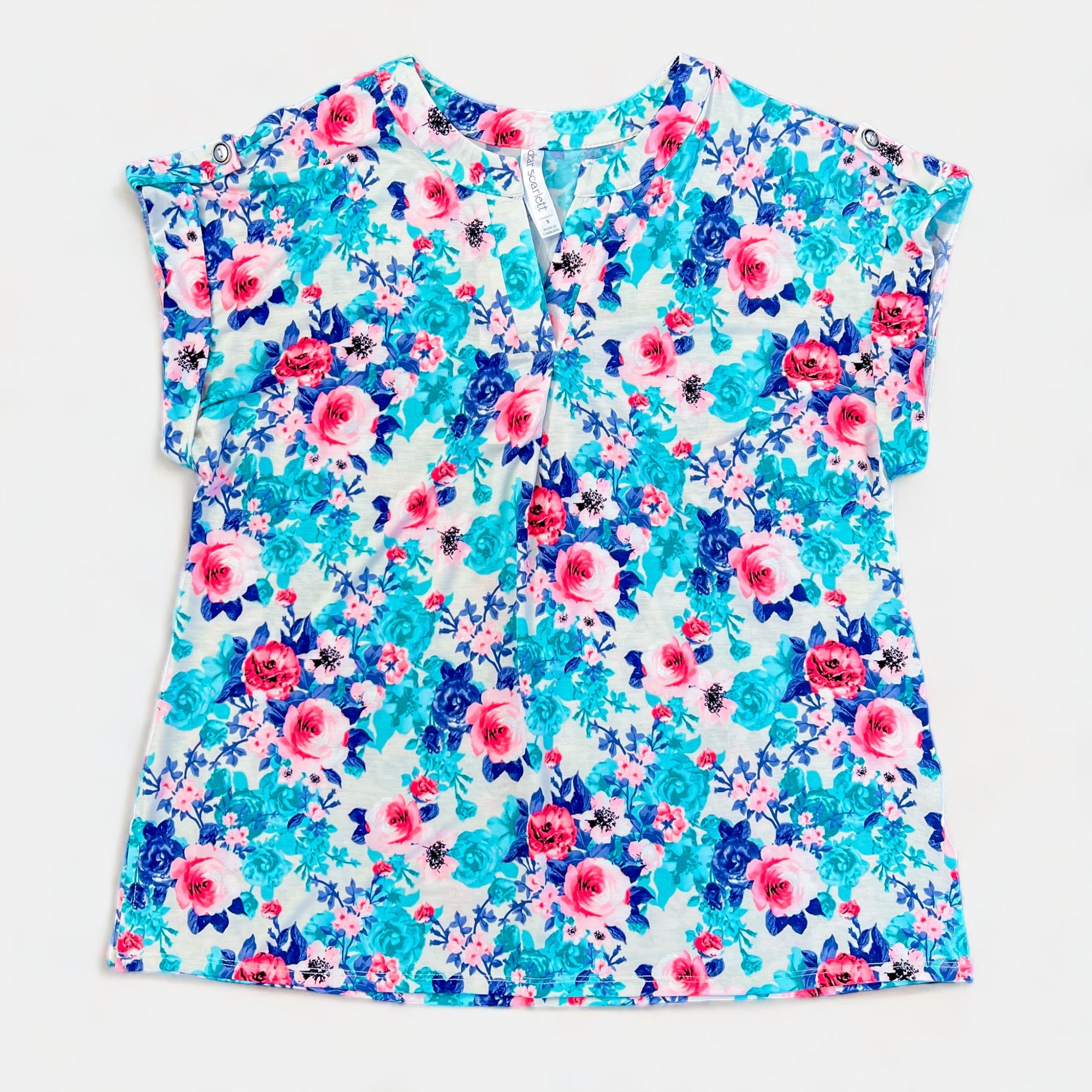 Multi Floral Lizzy Short Sleeve Top