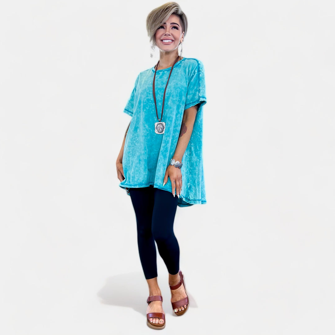 Teal Cotton Oversized Top