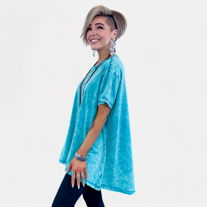 Teal Cotton Oversized Top
