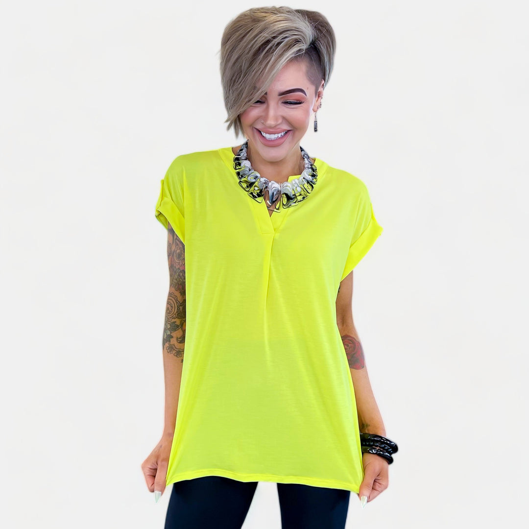 Neon Yellow Lizzy Short Sleeve Top