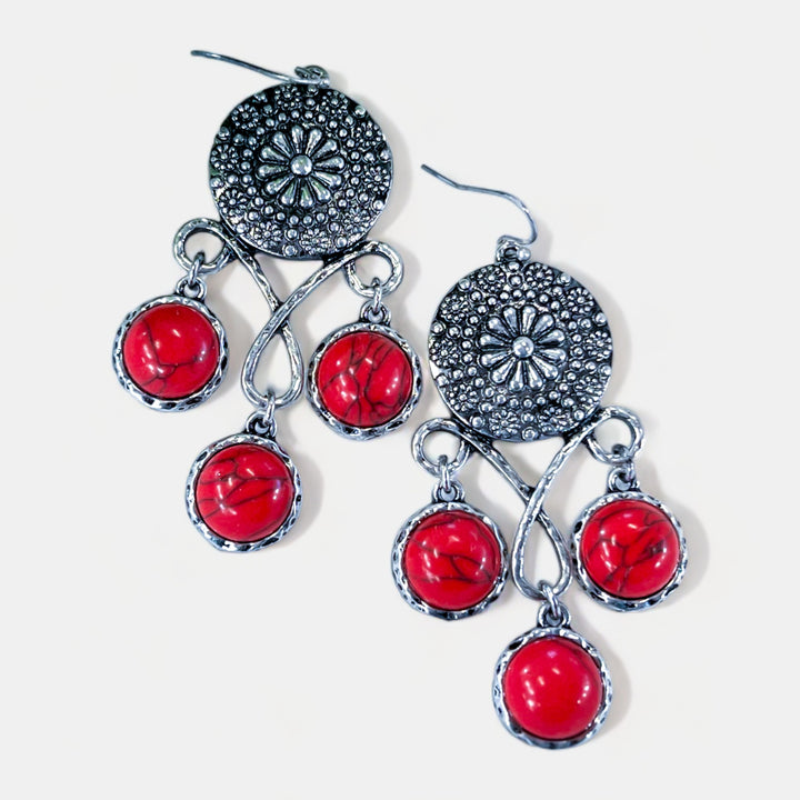 Silver & Red Vintage Earrings