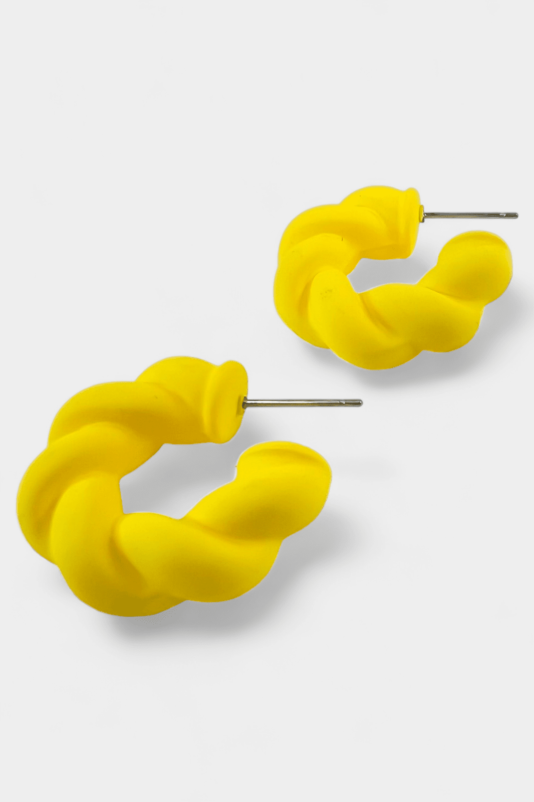 Yellow Matte Twisted Hoop Earrings