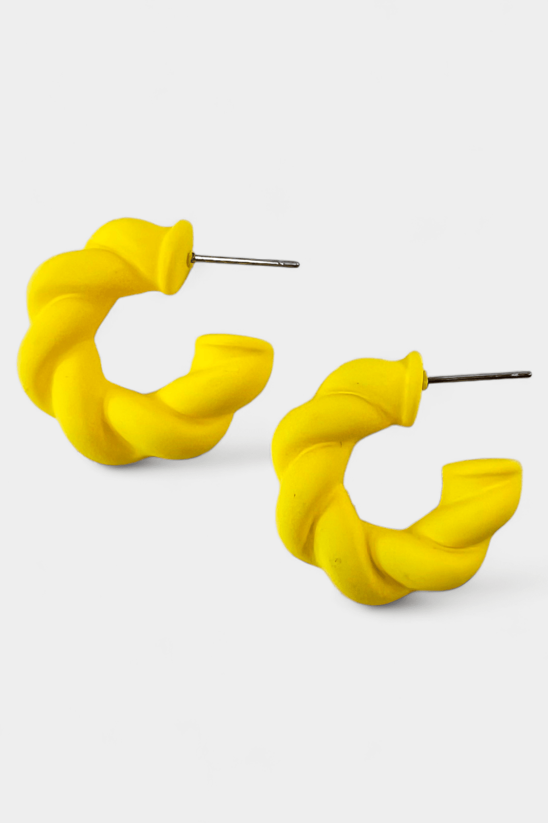 Yellow Matte Twisted Hoop Earrings