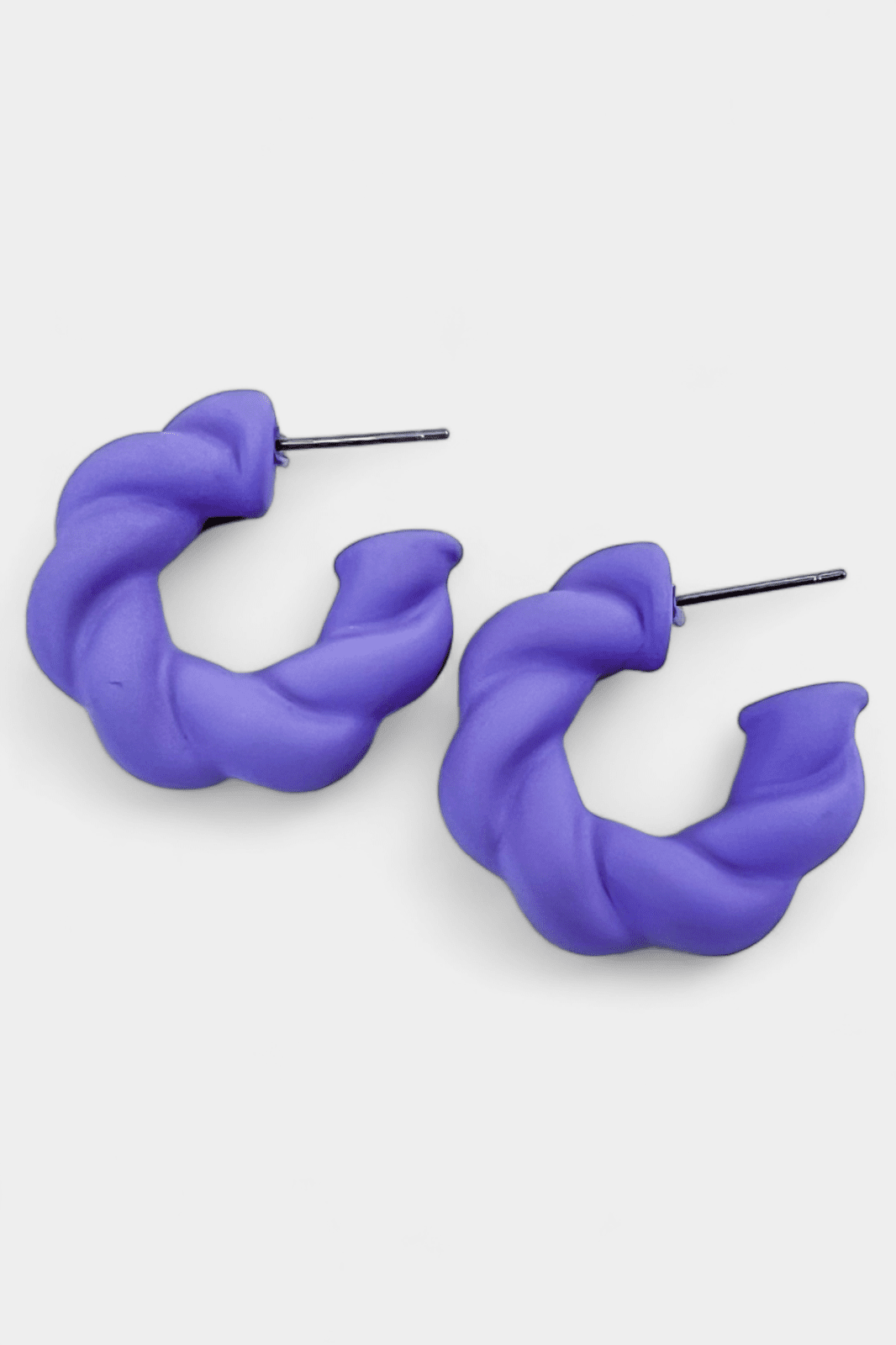 Purple Matte Twisted Hoop Earrings