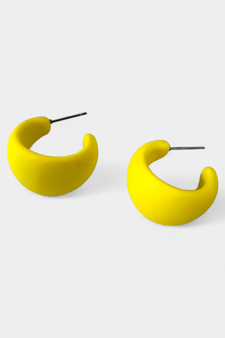 Yellow Matte Hoop Earrings