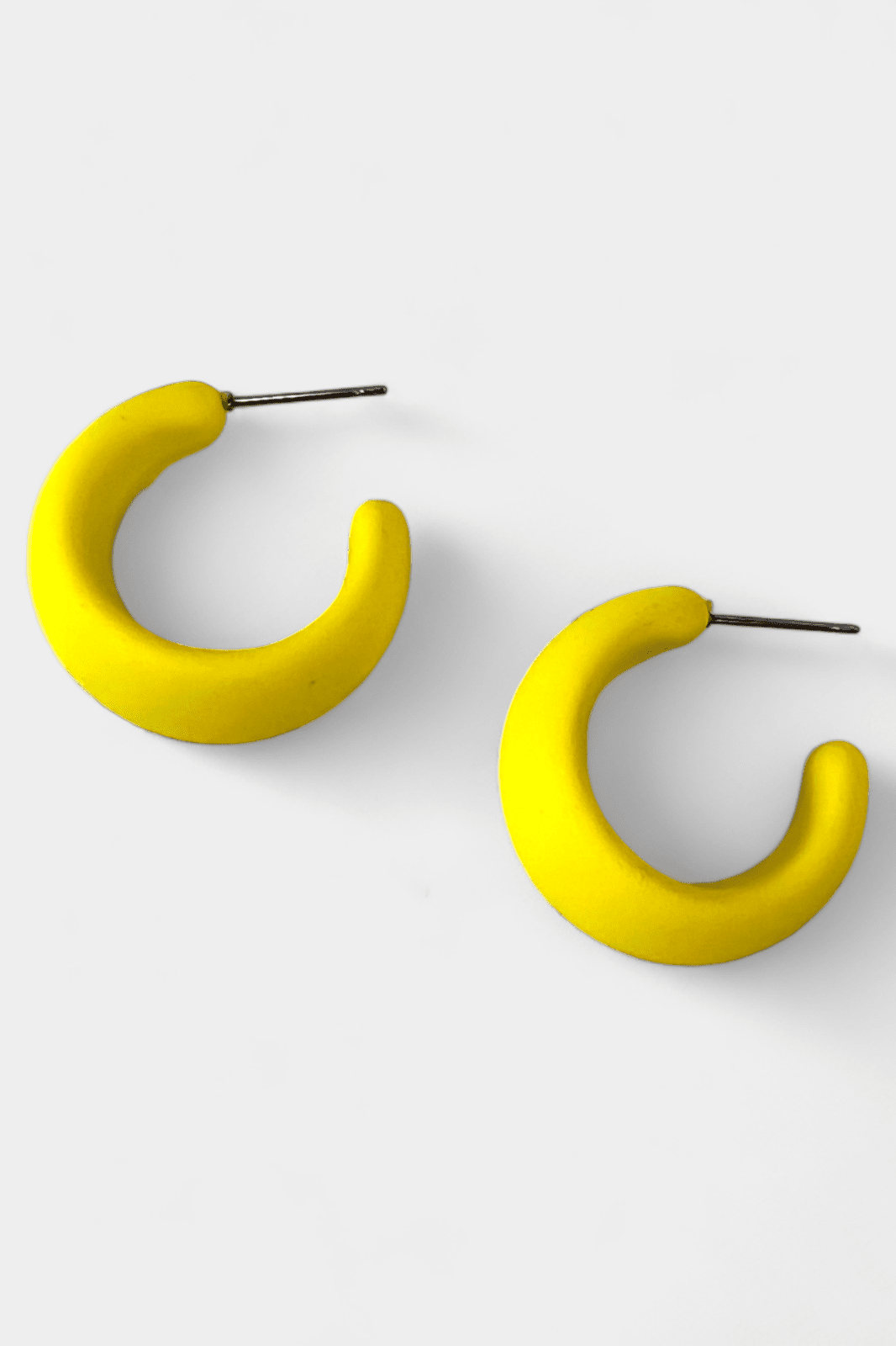 Yellow Matte Hoop Earrings
