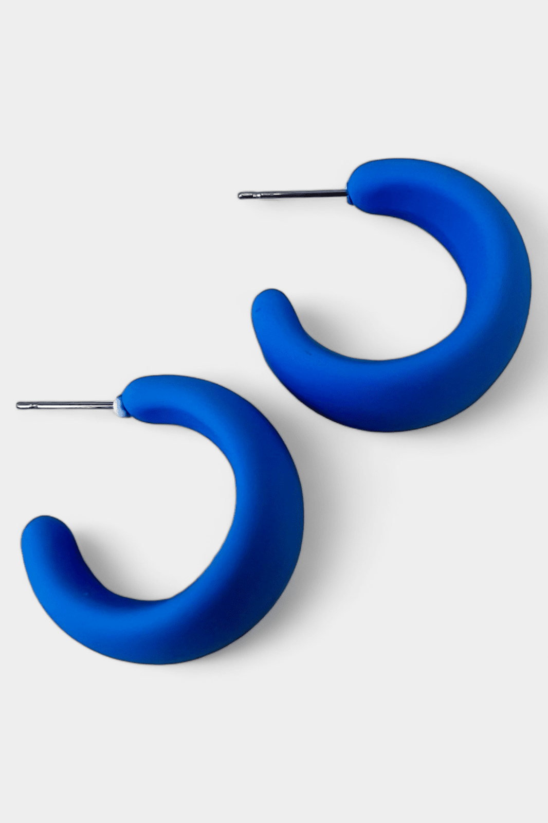 Blue Matte Hoop Earrings