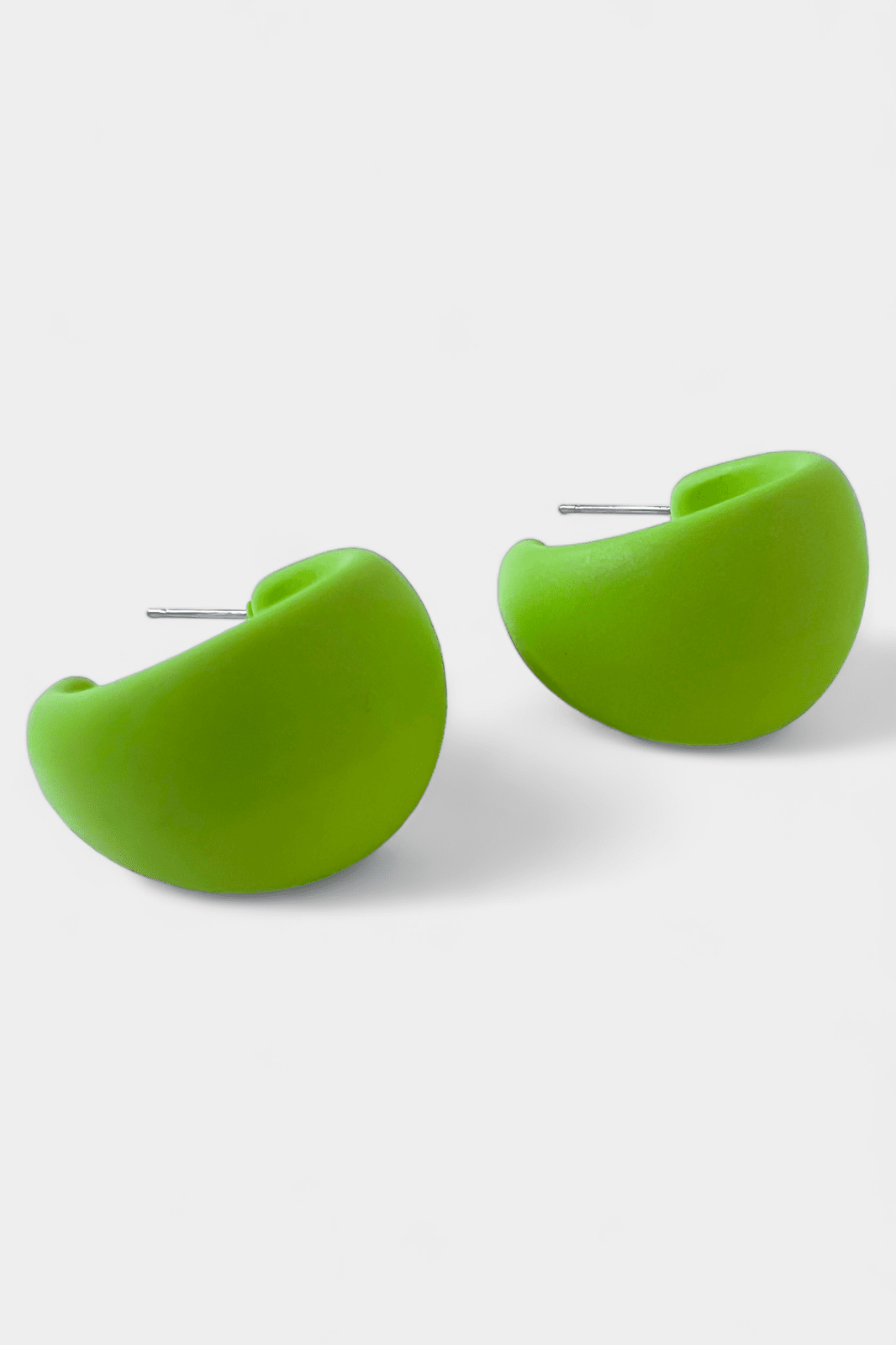 Green Matte Hoop Earrings