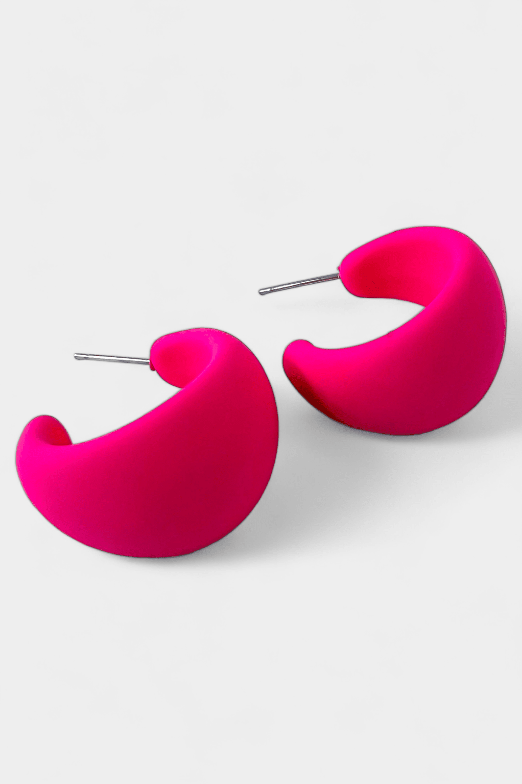 Pink Matte Hoop Earrings