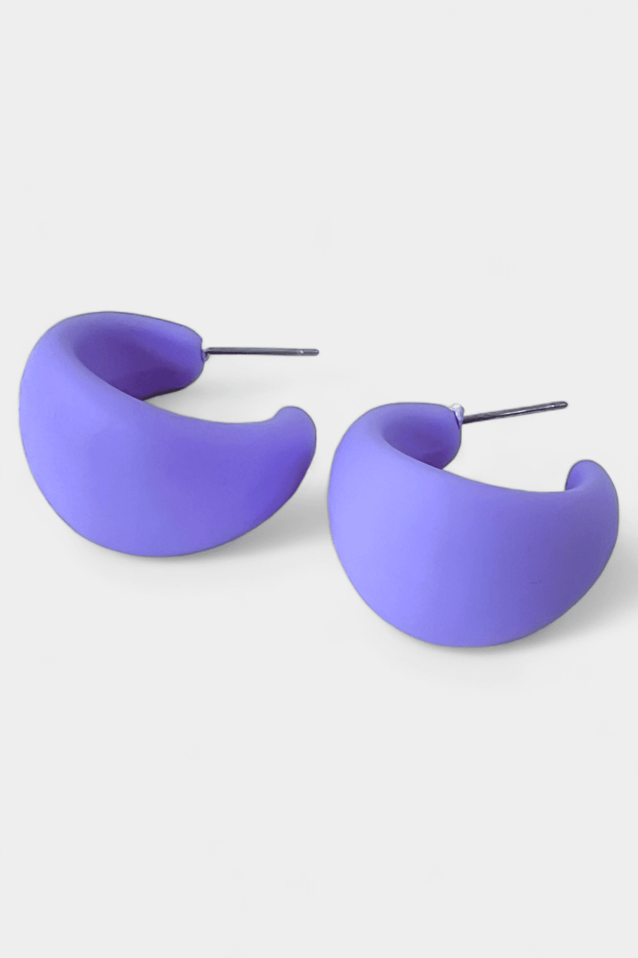 Purple Matte Hoop Earrings